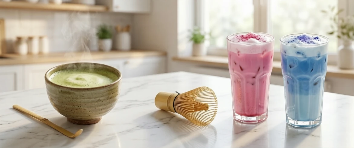 Tradiční zelený čaj versus barevný matcha – obsahuje matcha kofein? Srovnání vlastností