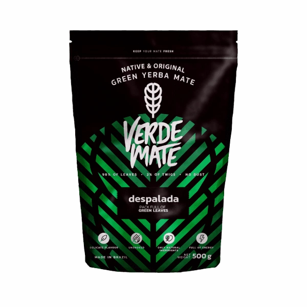 Zelená yerba mate „Verde Mate Green Despalada“ v sáčku typu doypack.
