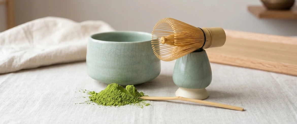 Šlehačka na matcha (chasen) a podstavec na kusenaoshi – sada na matcha