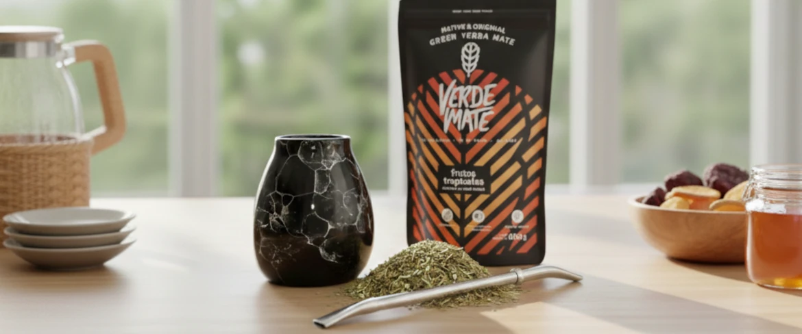 Startovací sada pro přípravu yerba mate: šálek na yerba mate, bombilla a balení yerba mate