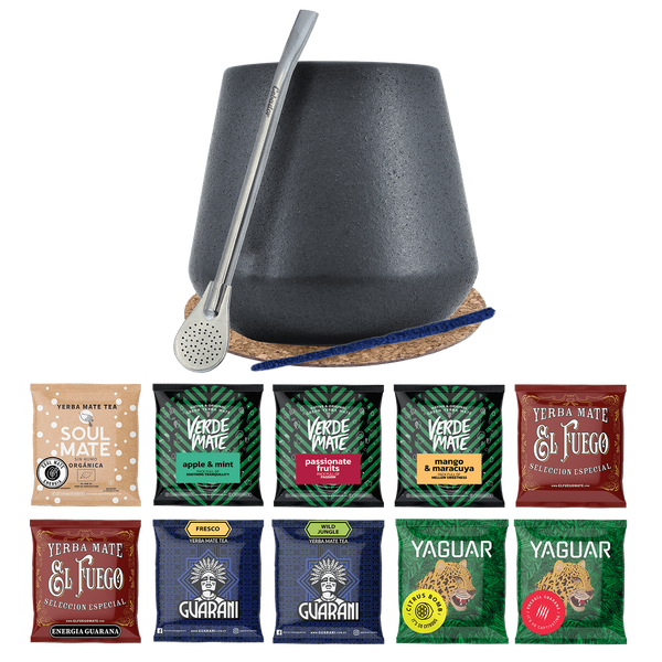 Yerba Mate Set 10x50g Calabash Bombilla 500g