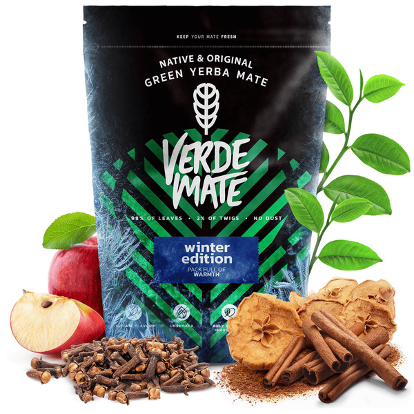 Vánoční dárkový set yerba mate Verde Mate Winter Edition 500g + kalebas a bombilla