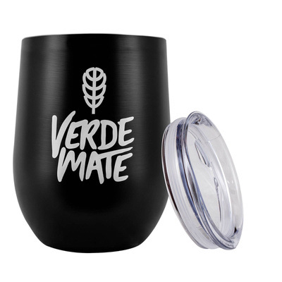 TermoLid – termo mate hrnek na yerba maté s víčkem – Verde Mate (černý) – 350 ml
