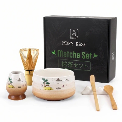 Gavesæt: tilbehør til tilberedning af matcha-te