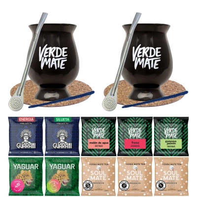 Sada Bombilla Kalabása pro dva Yerba Mate 10x50g