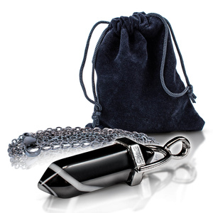 Černý achát - přívěsek v sáčku + řetízek