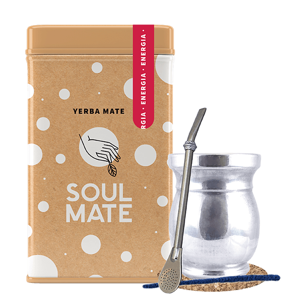 Set Yerbera Yerba Mate Soul Mate Organica 0.5kg Palo Santo 