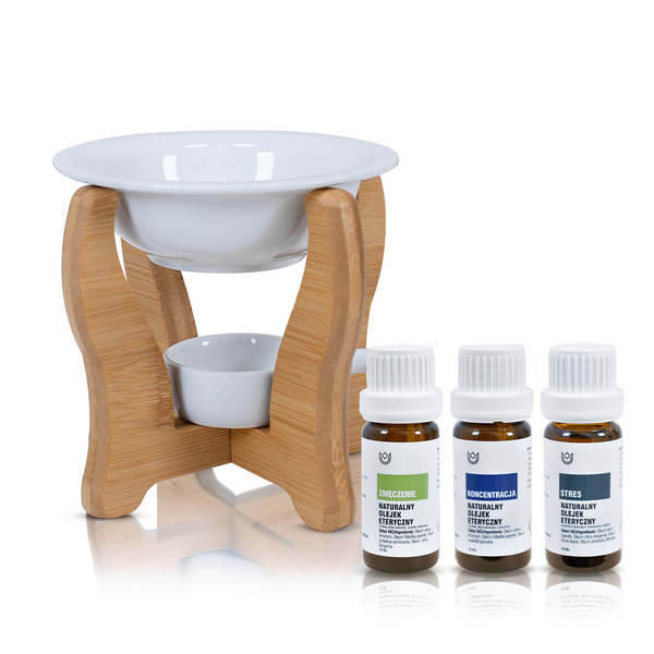 Esoterická dárková sada pro aromaterapii: esenciální oleje + bílá šalvěj + příslušenství