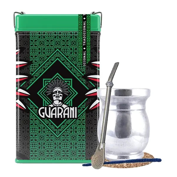 Set Yerbera Yerba Mate Guarani Elaborada Tradicional 0.5kg Palo Santo
