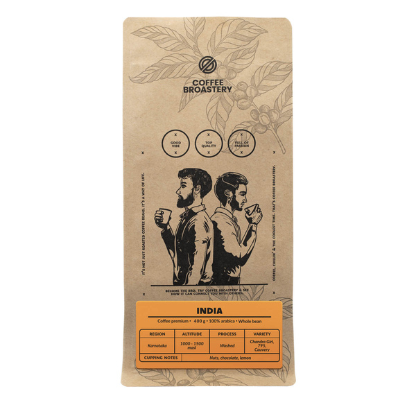 Bro Coffee Roastery - Zrnková káva India Karnataka Premium 400 g