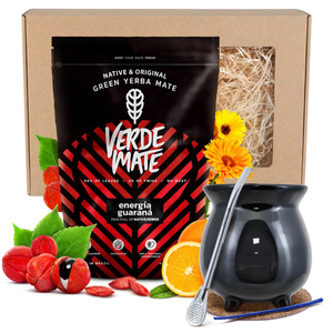 Dárková Sada Yerba Mate: Verde Mate Energía Guaraná + Kalabása + Bombilla