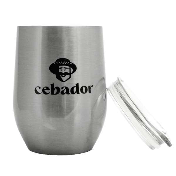 TermoLid – termo mate hrnek na yerba maté s víčkem – Cebador (stříbrný) – 350 ml