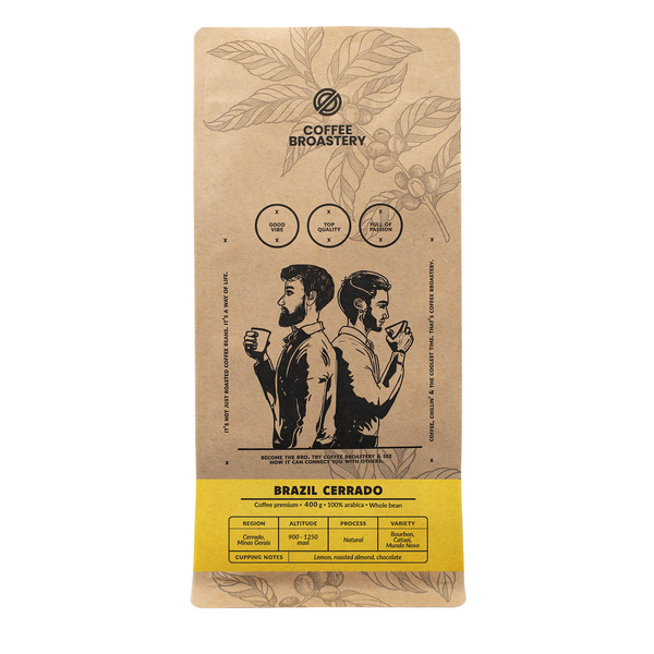 Bro Coffee Roastery - Zrnková káva Brazil Cerrado Premium 400 g