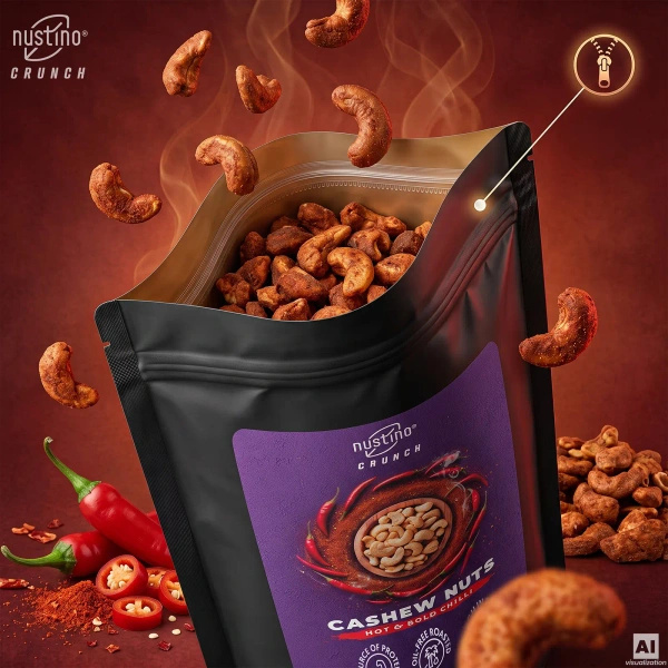 Nustino Crunch – pražené kešu ořechy – Hot & Bold Chilli 200 g