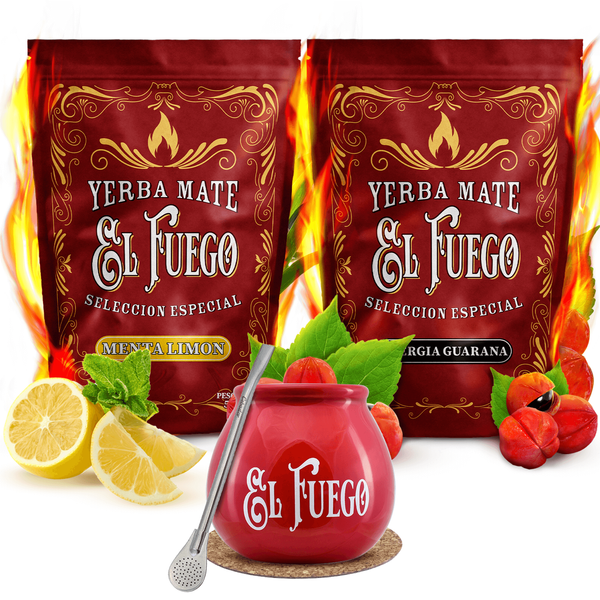 El Fuego yerba mate sada keramická kalabasa bombilla