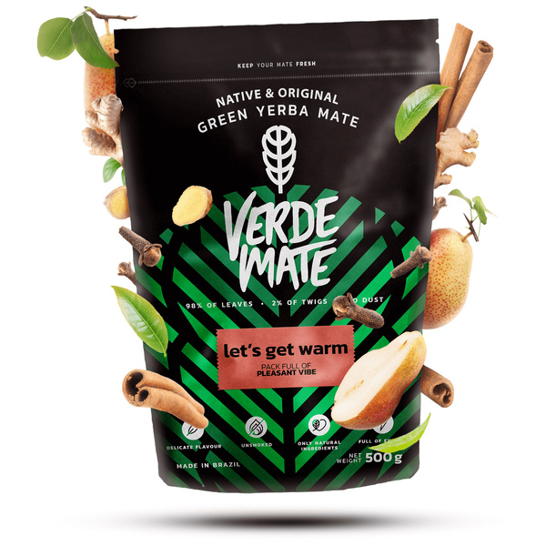 Vánoční dárkový set yerba mate Verde Mate Let's Get Warm 500g + kalebas a bombilla