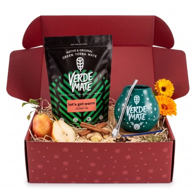 Vánoční dárkový set yerba mate Verde Mate Let's Get Warm 500g + kalebas a bombilla