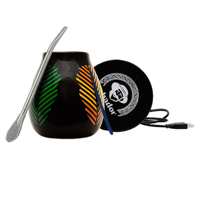 Sada Příslušenství Yerba Mate: USB ohřívač hrnku + Kalabása + Bombilla