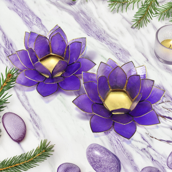 Svícen Květ lotosu - tmavě fialový