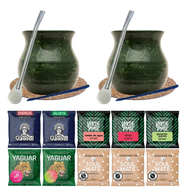 Sada pro dva 10x50g Yerba Mate Bombilla Kalabása