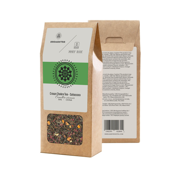 Aromantra x Mary Rose – Čaj pro korunní čakru Sahasrara (zelený) 50 g
