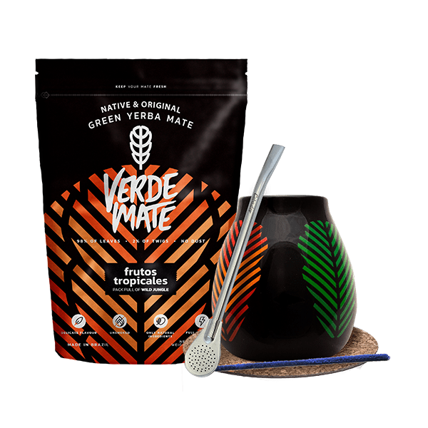 Sada Yerba Mate: Verde Mate Frutos Tropicales 500g + Kalabása + Bombilla