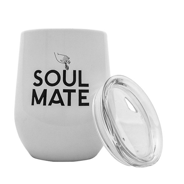TermoLid – termo mate hrnek na yerba maté s víčkem – Soul Mate (bílý) – 350 ml