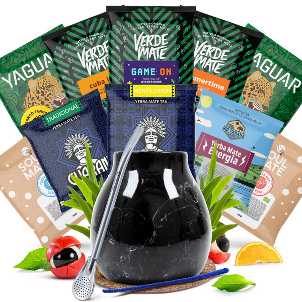 Sada Yerba Mate: vzorky 10x50g + Kalabása + Bombilla