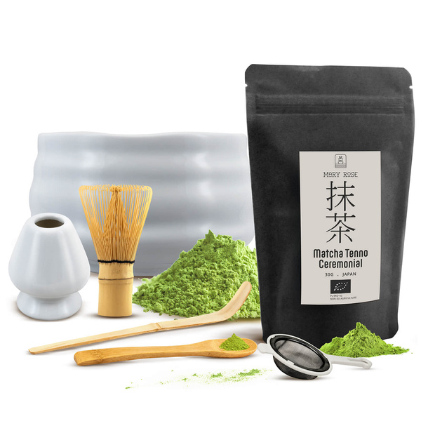 Sada ceremonální na vaření čaje Matcha: japonská BIO matcha 30g + příslušenství