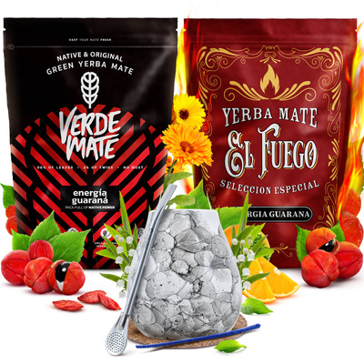 Yerba Mate sada Verde Mate El Fuego Energia 2x500g + příslušenství