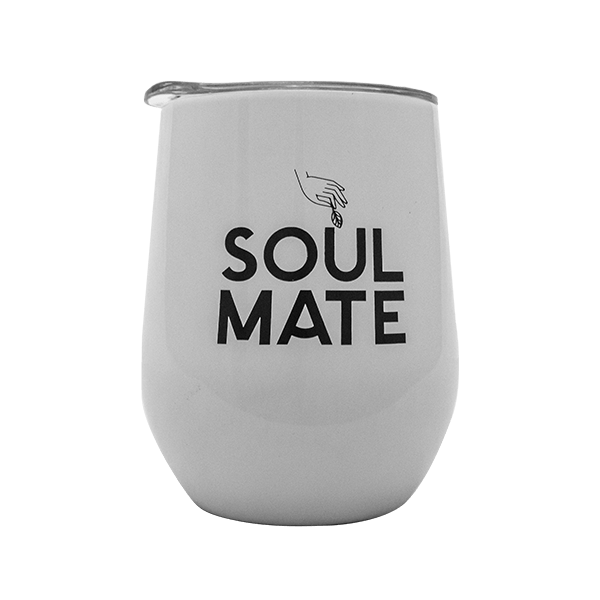 TermoLid – termo mate hrnek na yerba maté s víčkem – Soul Mate (bílý) – 350 ml