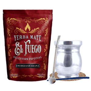 Sada Yerba Maté: El Fuego Energia Guarana 500g + Palo Santo + Bombilla