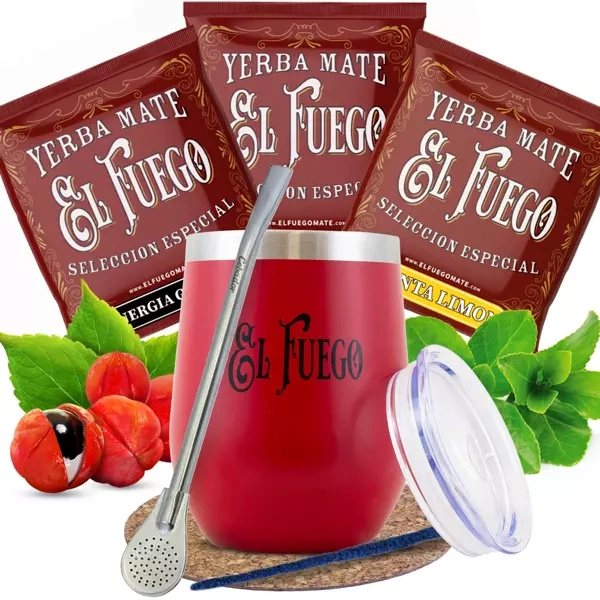 Sada Yerba Mate El Fuego: vzorky 3x50g + TermoLid + Bombilla