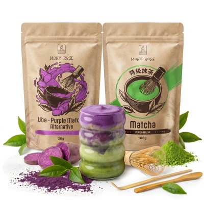 Sada pro barevné Matcha Latte: Matcha + Purple Matcha + příslušenství