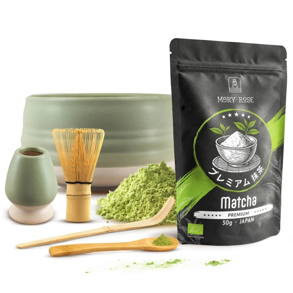 Sada PREMIUM na vaření čaje Matcha: japonská BIO matcha 30g + příslušenství