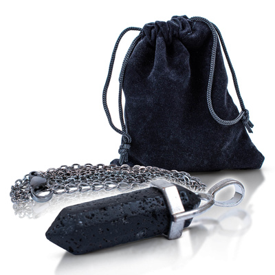 Přívěsek s lávovým kamenem v sáčku + řetízek