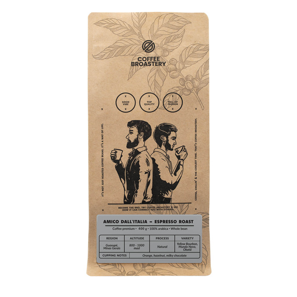 Bro Coffee Roastery - Zrnková káva Amico dall'Italia Espresso Roast 400 g