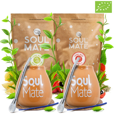 Sada Yerba Mate pro Dva: Soul Mate 2x500g + 2x Kalabása + 2x Bombilla