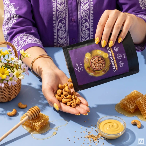 Nustino Crunch – pražené kešu ořechy – Honey Mustard Crunch 100 g