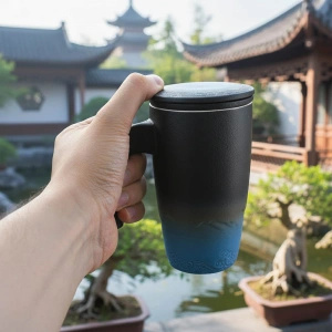 Keramický hrnek s víčkem a sítkem Mystea 300 ml