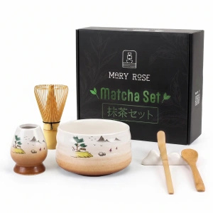 Gavesæt: tilbehør til tilberedning af matcha-te
