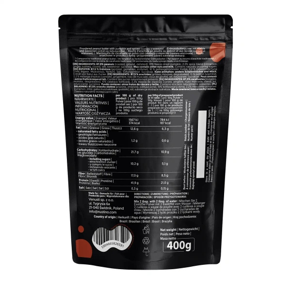 Nustino – Arašídové máslo v prášku – Pumpkin Spice (bez přidaného cukru) 400 g