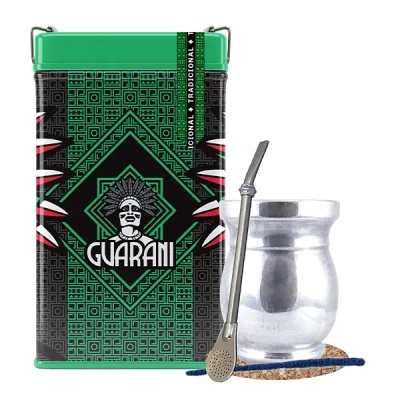 Set Yerbera Yerba Mate Guarani Elaborada Tradicional 0.5kg Palo Santo