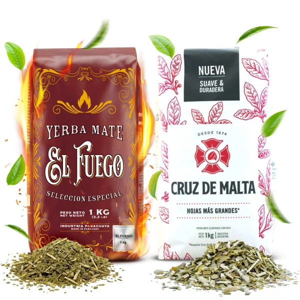 Sada Yerba Mate Elaborada: El Fuego 1kg + Cruz de Malta 1kg