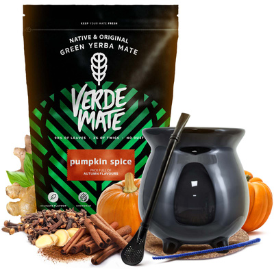 Startovací Sada Yerba Mate Verde Mate Pumpkin Spice 500 g + Kalabasa Caldero Kotlík