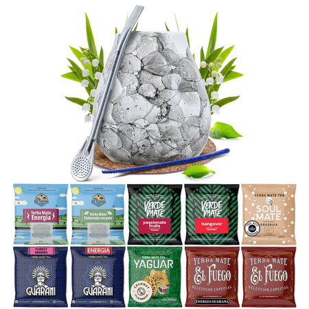 Yerba Mate 10x50g 500g sada vzorků + příslušenství