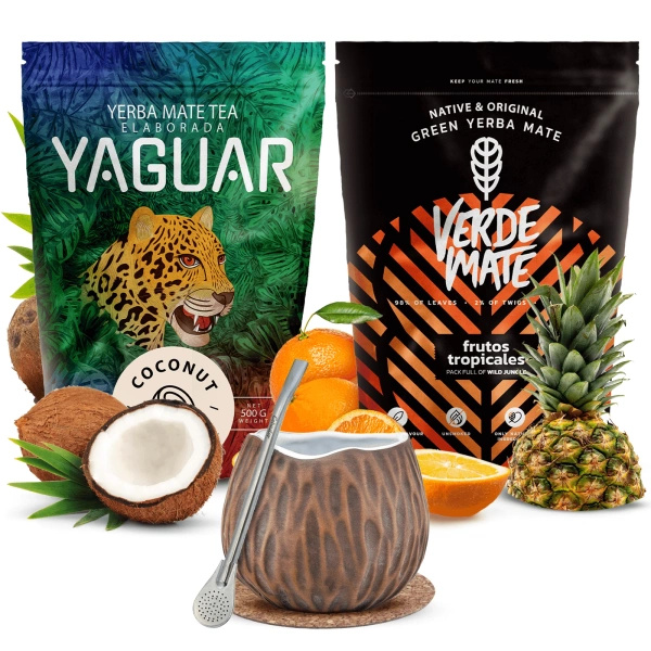 Verde Mate Yaguar yerba mate sada keramická kalabasa Coconut bombilla