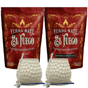 Startovací sada pro dva Yerba Mate El Fuego 2×500 g + 2× Kalabasa + 2× Bombilla