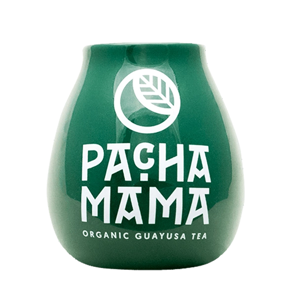 Zelená keramická kalabasa s logem Pachamama 350 ml