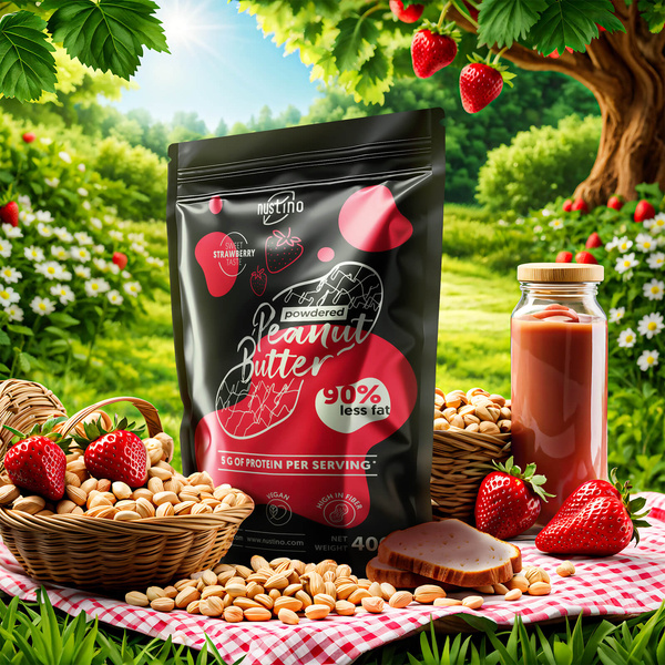 Nustino - arašídové máslo v prášku - Strawberry 400g